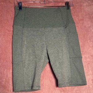 Womens  Ribbed Sage Green Biker Shorts Size M